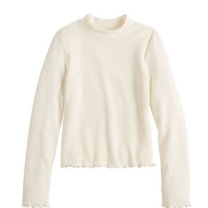 SO Girl's Ribbed Cozy Mock Top - White
